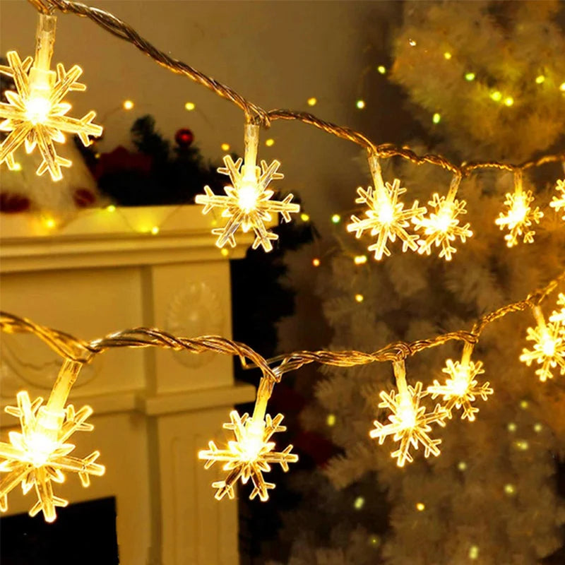 Christmas Lights Snowflake String Light Led Battery/USB Operated Waterproof Snowflake Fairy Lights For Bedroom Garden Decoration
