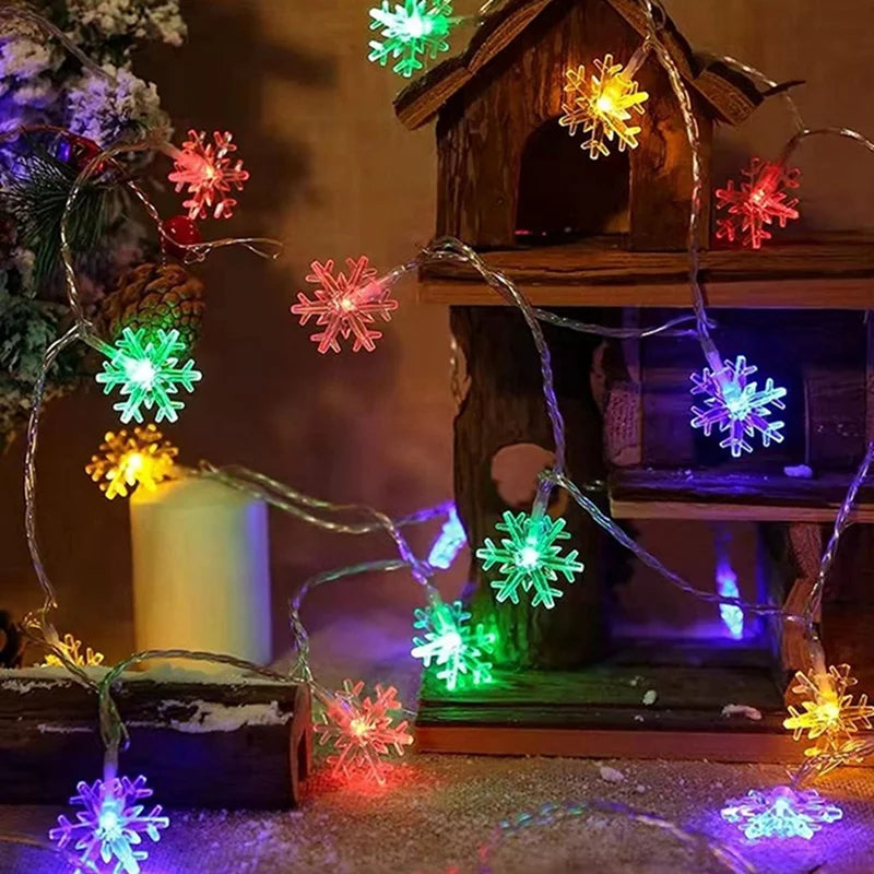 Christmas Lights Snowflake String Light Led Battery/USB Operated Waterproof Snowflake Fairy Lights For Bedroom Garden Decoration