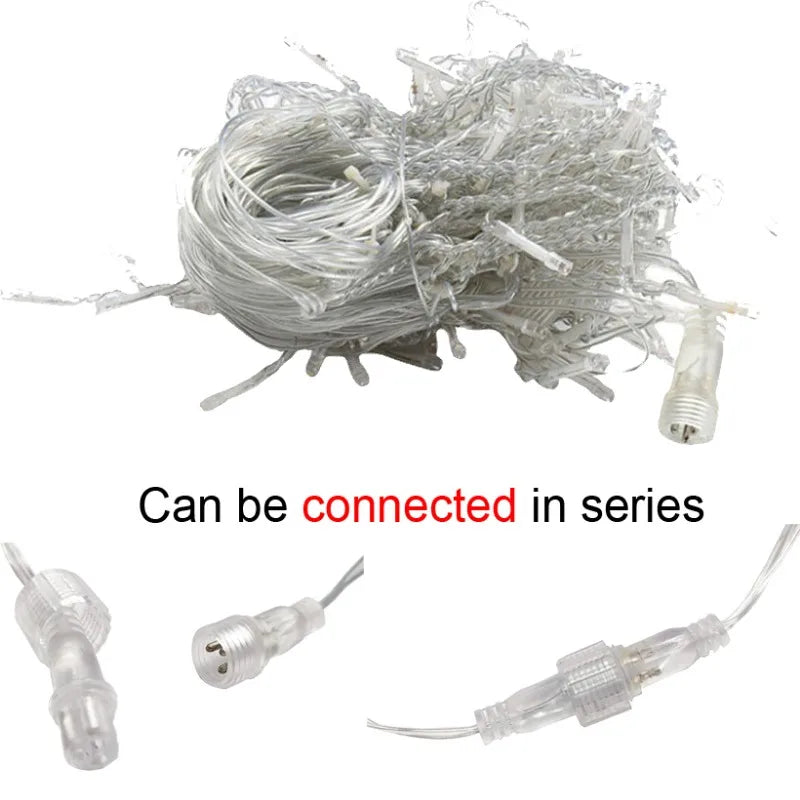 Christmas Decoration 2025 Led Lights Outdoor Street Garland 8/12M Waterproof Connector Icicle Light New Year 2025 Decor for Home