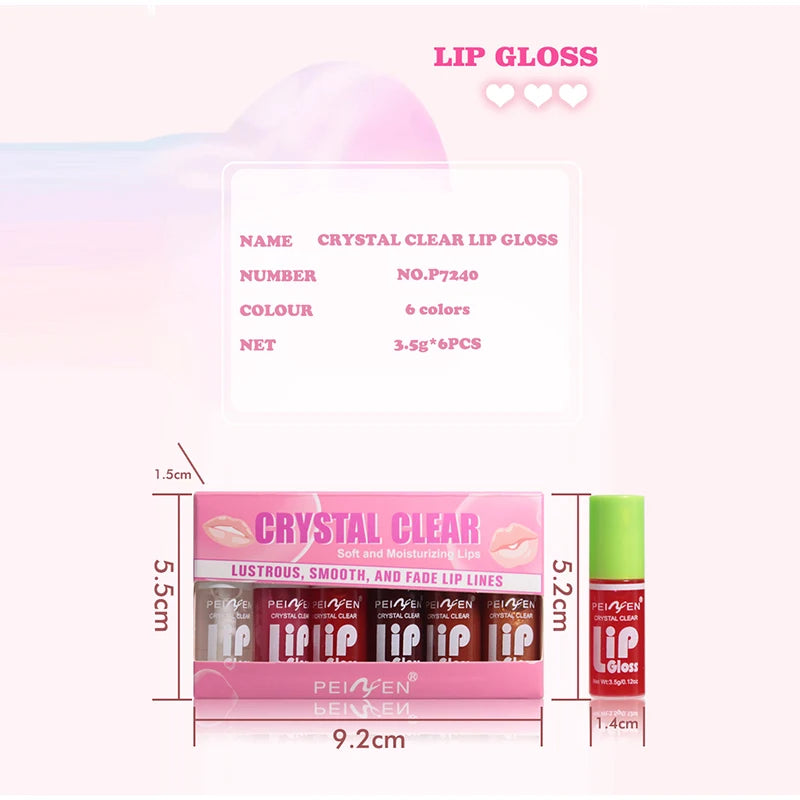 6pcs/set Lip Gloss - Mirror Moisturizing Autumn And Winter Pouting Lips - Long-lasting Lip Protection Oil Lip Beauty Care 2026