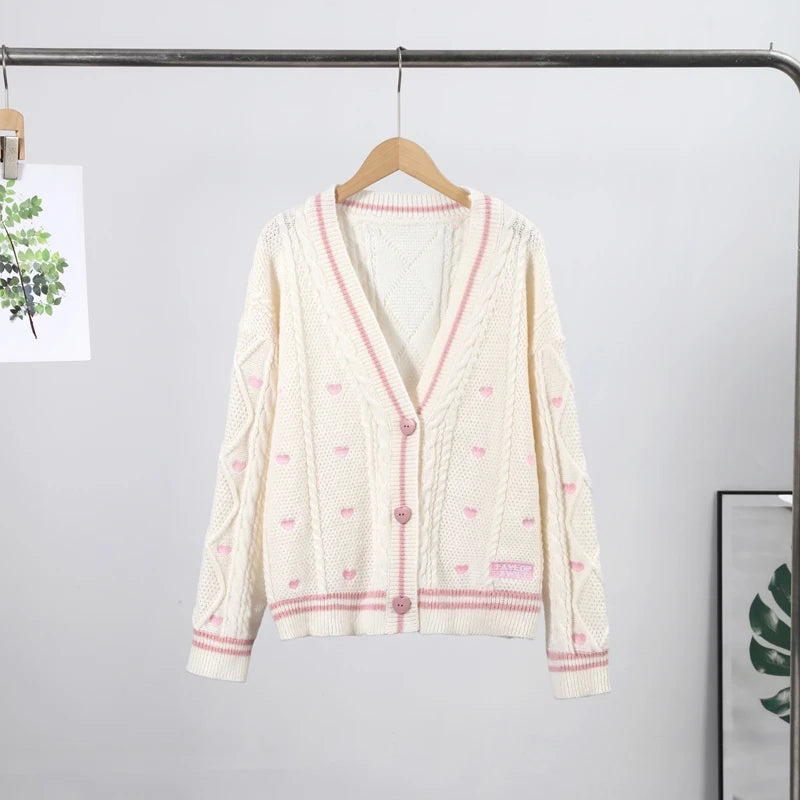 Elegant Star Print Knit Cardigan Women's Loose Long Sleeve Single Breasted Sweater 2025 Autumn Lady Fashion Soft Cozy Cover Up