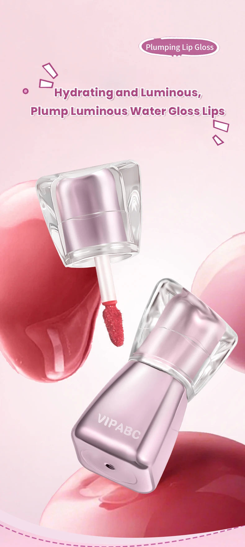 Water Light Crystal Gloss Lip Tint — Autumn/Winter Hydrating Formula, Mirror-Gloss Finish, Youthful Plumping Effect