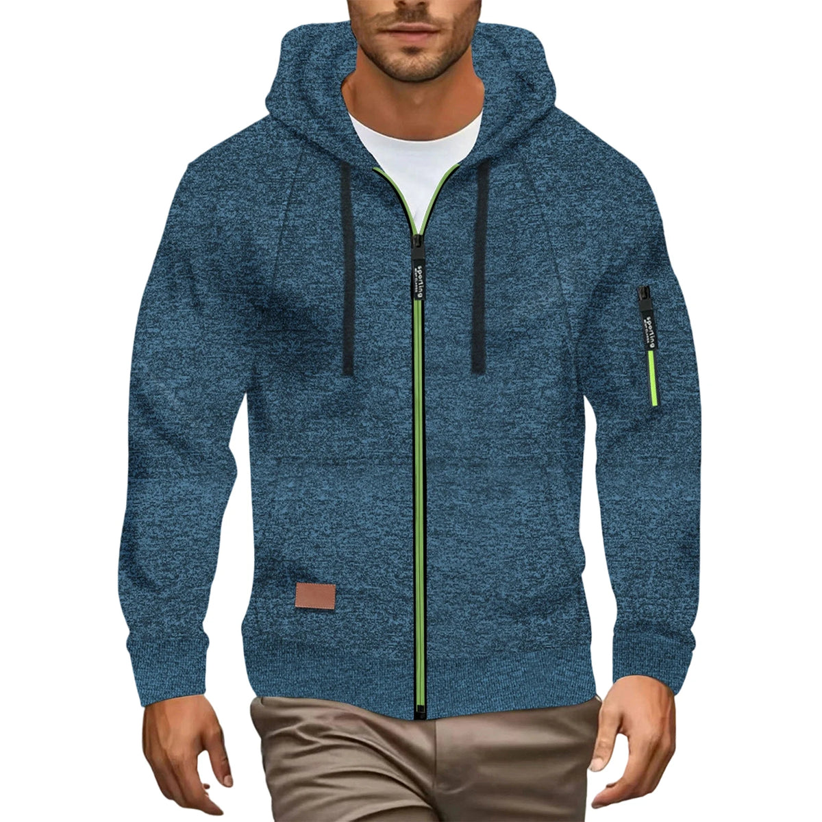 Autumn Winter Sports Sweatshirt Man Retro Workwear Pocket Hooded Zipper Trendy Fashion Hoodies Casual Tops Male Clothes 2025