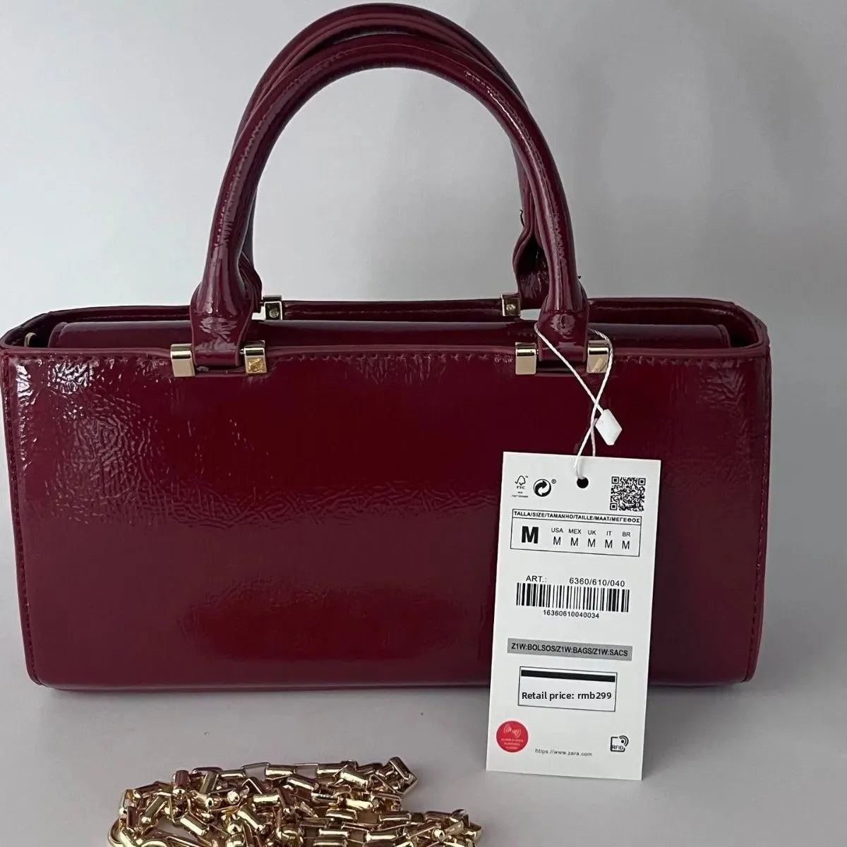 New Autumn Winter Women's Handbag Burgundy High Quality Mini Shoulder Crossbody Bag Chain Small Square Bag Vintage Style Polyest