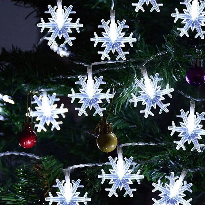 Christmas Lights Snowflake String Light Led Battery/USB Operated Waterproof Snowflake Fairy Lights For Bedroom Garden Decoration