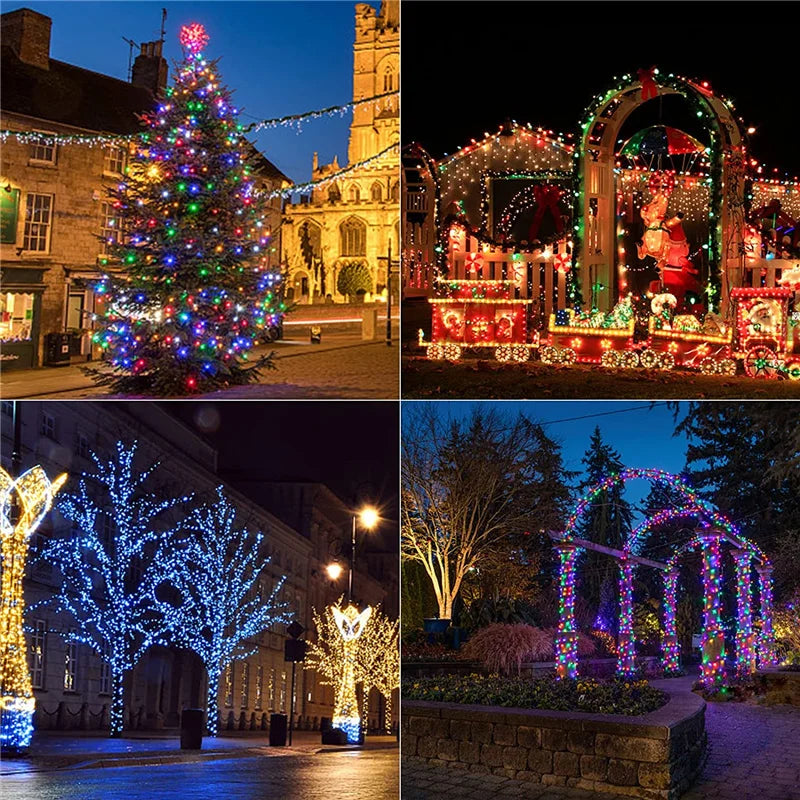 Christmas Tree Lights Outdoor Indoor, 100LED 10M WS2812B RGBIC Lights, String Lights IP65 Waterproof Bluetooth Fairy LED String