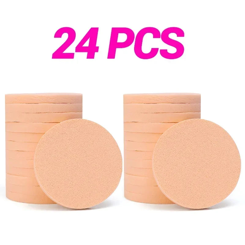 12-120Pcs Round Shape Sponge Powder Puff Wet Dry Dual Use Skin Color BB Cream Foundation Cosmetics Puff Face Beauty Makeup Tools