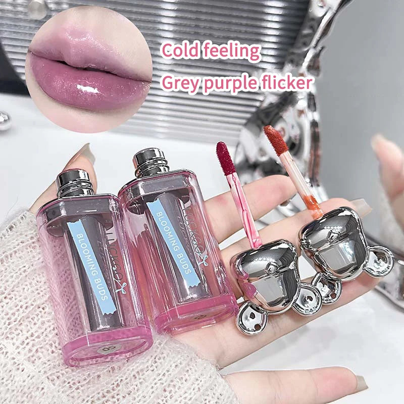 Bear Shuiguang lipstick, Korean show young, mirror Shuiguang glass lip, autumn and winter lipstick, makeup does not fade