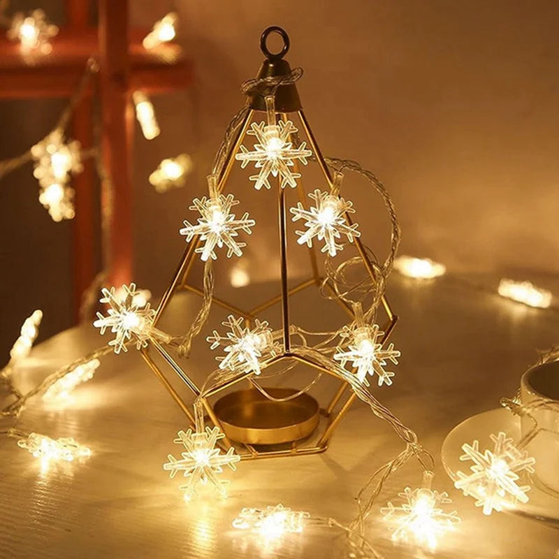 Christmas Lights Snowflake String Light Led Battery/USB Operated Waterproof Snowflake Fairy Lights For Bedroom Garden Decoration