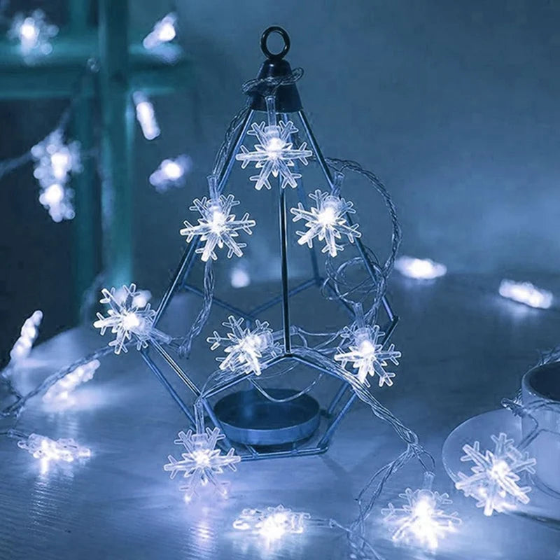 Christmas Lights Snowflake String Light Led Battery/USB Operated Waterproof Snowflake Fairy Lights For Bedroom Garden Decoration
