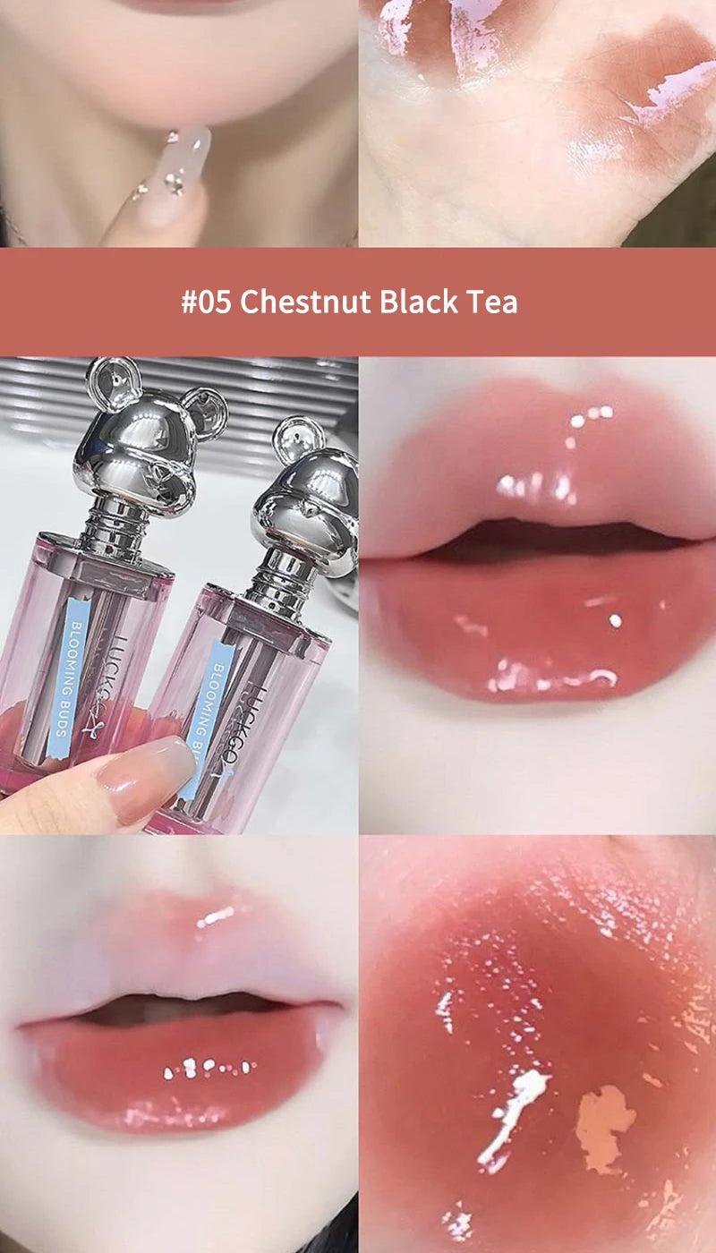 Bear Shuiguang lipstick, Korean show young, mirror Shuiguang glass lip, autumn and winter lipstick, makeup does not fade