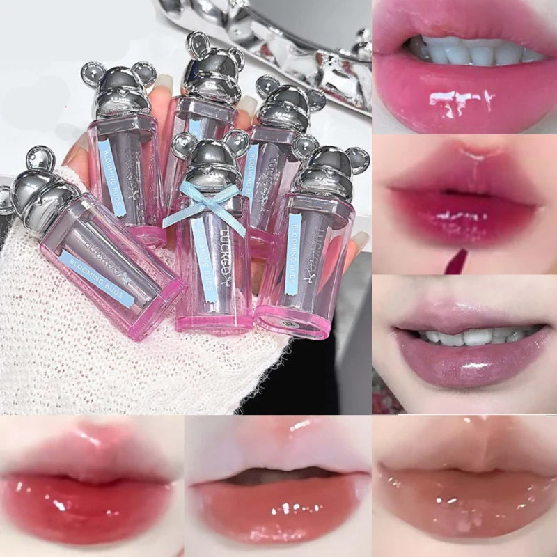 Bear Shuiguang lipstick, Korean show young, mirror Shuiguang glass lip, autumn and winter lipstick, makeup does not fade
