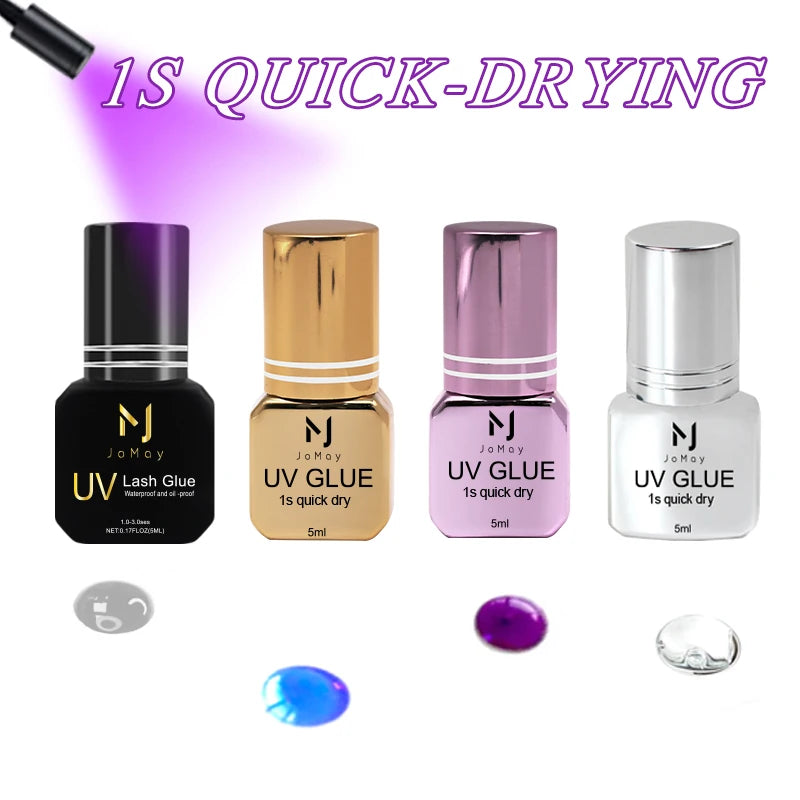 JOMAY 5ML UV Lash Glue For Eyelash Extension Adhesive Waterproof Long Lasting 1S Quick Drying Purple UV Lashes Glue Makeup