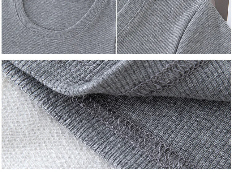 BIVIGAOS Summer New Solid Color U-Neck Short Sleeve T-Shirt Women Casual Fashionable Threaded Cotton Slim Tshirt Top