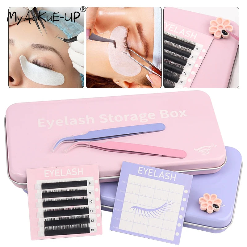 Magnetic False Eyelash Glue Cup Tweezers Holder Soft Anti Fall Board Pallet Specialized Eyelash Extension Tools Kit Box Plate DI