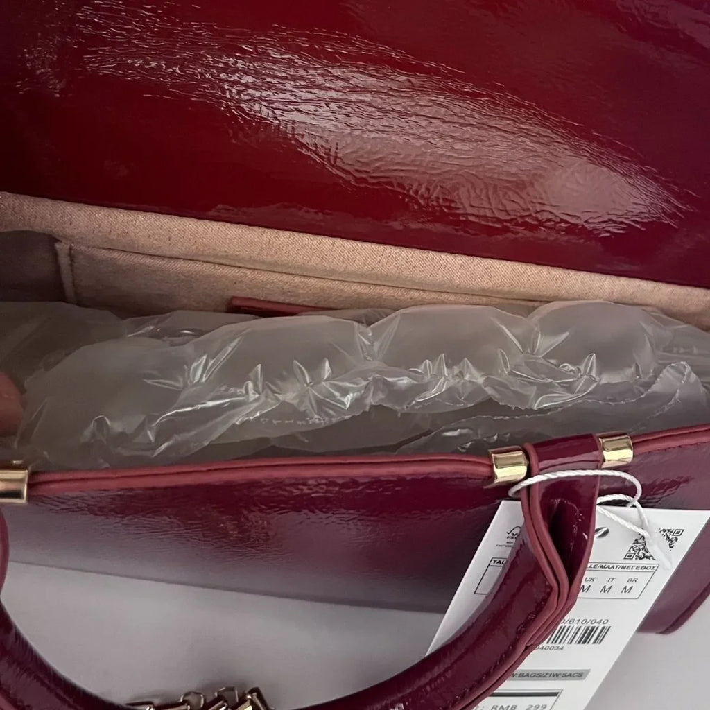 New Autumn Winter Women's Handbag Burgundy High Quality Mini Shoulder Crossbody Bag Chain Small Square Bag Vintage Style Polyest