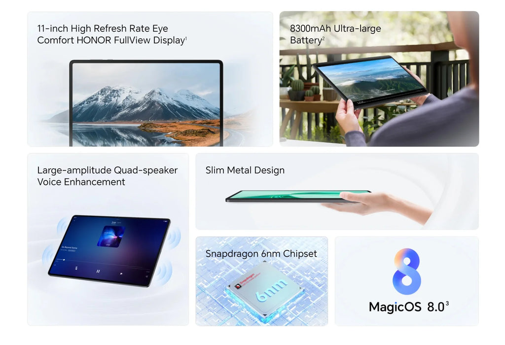 EU Version HONOR Pad X8a 11inch High Refresh Rate Eye Comfort 8300mAh Battery Large-amplitude Quad-speaker Voice Enhancement