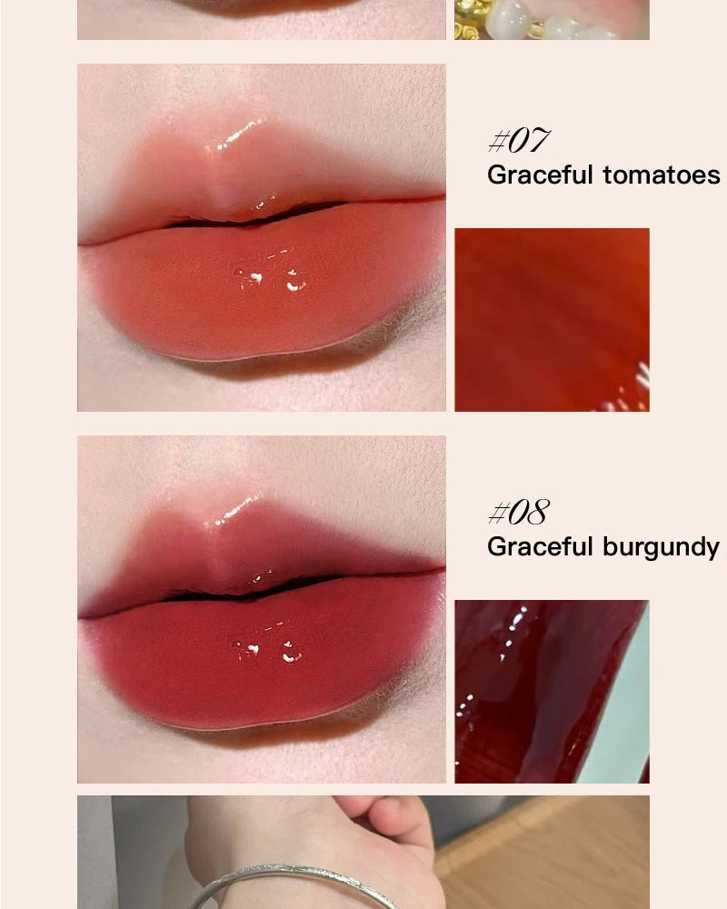 Herorange Glossy Lip Gloss Hydrating Watery Plump Lips Long Lasting for Autumn Winter