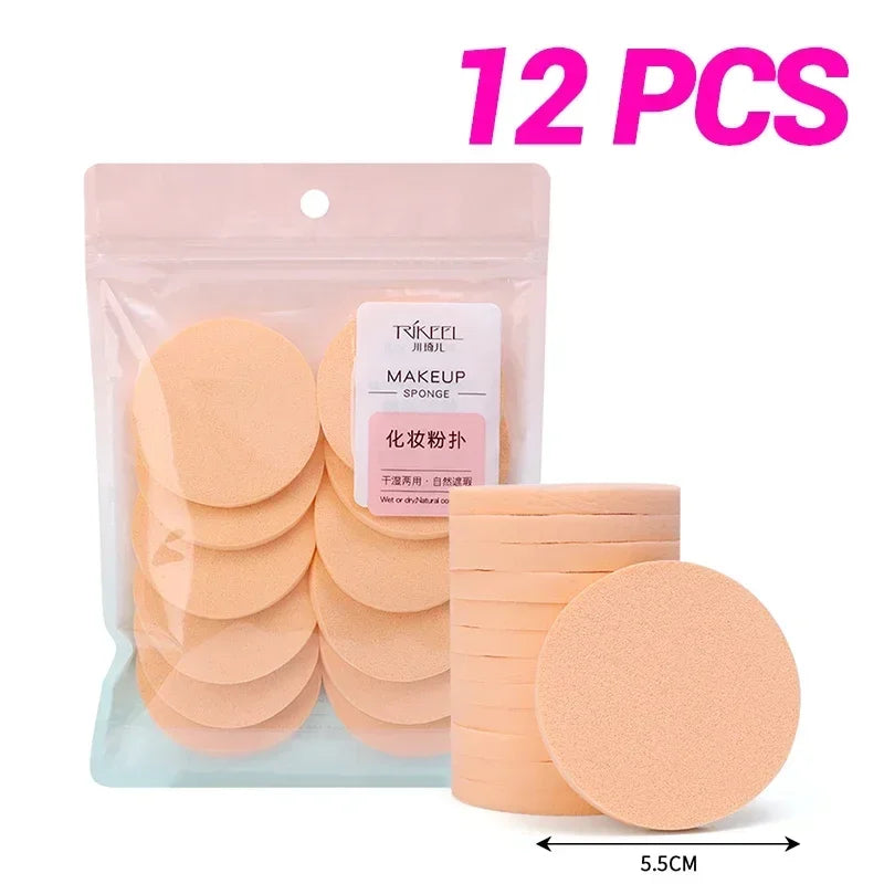 12-120Pcs Round Shape Sponge Powder Puff Wet Dry Dual Use Skin Color BB Cream Foundation Cosmetics Puff Face Beauty Makeup Tools