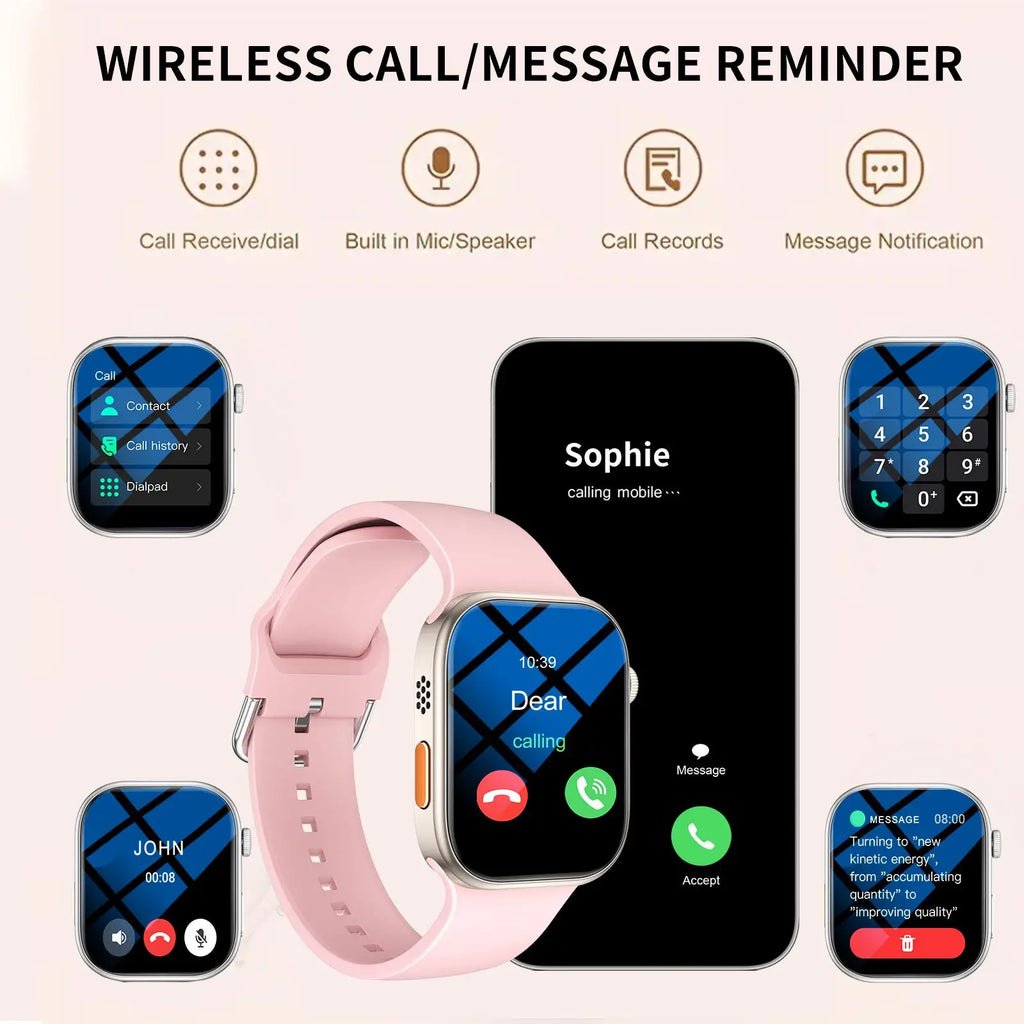 Smart Watch, Wireless Call/Dial, Multi-Sport Mode, Multiple APP Reminders, Suitable for Men and Women, Compatible with IPhone/An
