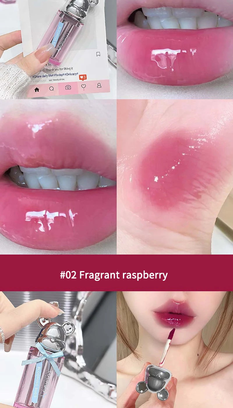 Bear Shuiguang lipstick, Korean show young, mirror Shuiguang glass lip, autumn and winter lipstick, makeup does not fade