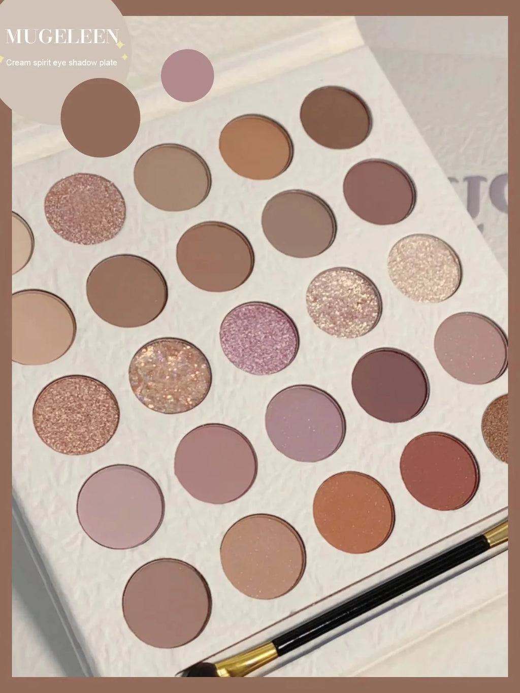 25-Color Eyeshadow Palette Earth Tones Matte & Shimmer Autumn Winter Low Saturation Orange Brown Makeup with Brush