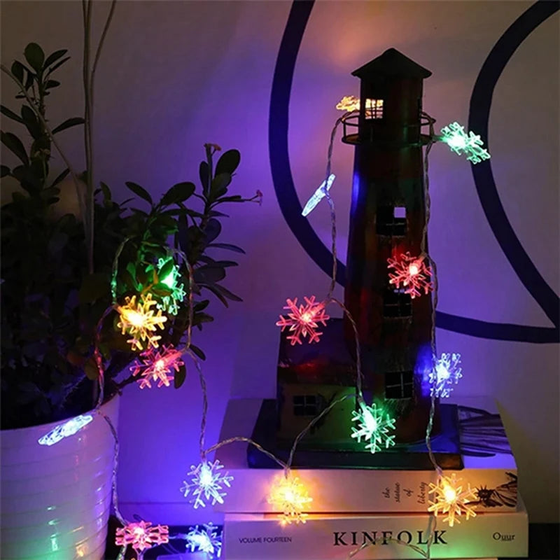 Christmas Lights Snowflake String Light Led Battery/USB Operated Waterproof Snowflake Fairy Lights For Bedroom Garden Decoration