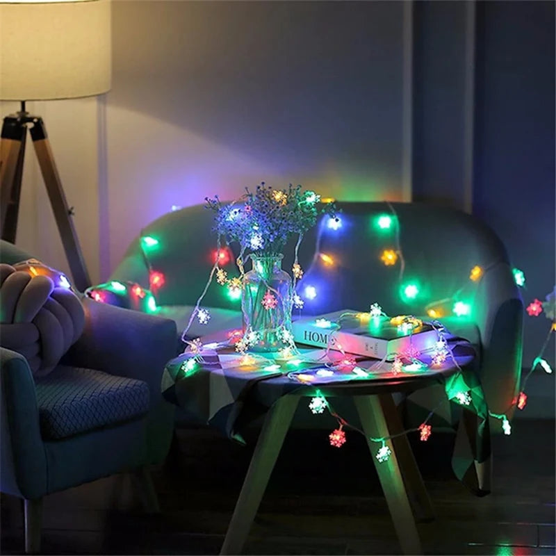 Christmas Lights Snowflake String Light Led Battery/USB Operated Waterproof Snowflake Fairy Lights For Bedroom Garden Decoration