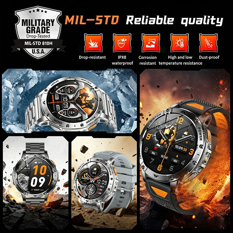 Smart Watch 1.7'' IPS Screen 1400mAh Battery IPX8 Waterproof 120+ Sports SOS LED BT Call Heart Rate Monitor Men Women