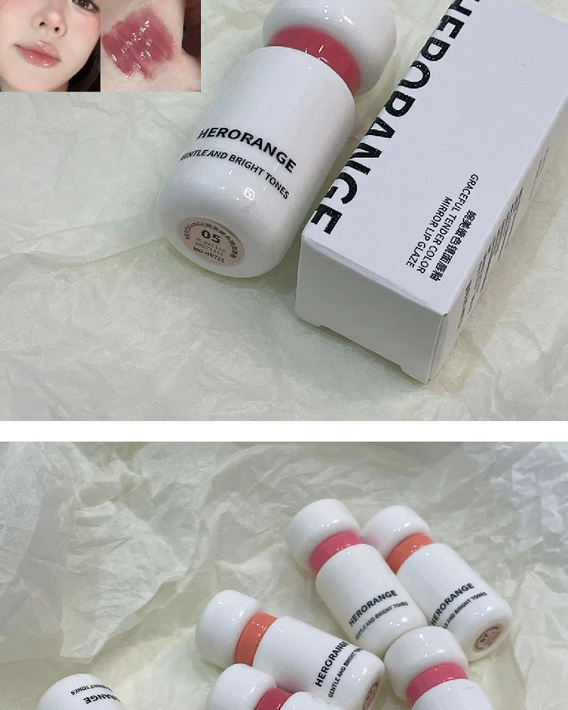 Herorange Glossy Lip Gloss Hydrating Watery Plump Lips Long Lasting for Autumn Winter