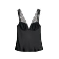 Sexy Women's Sling Lace Silk-Faced N-Neck Black Sleeveless Lady Top 2025 Autumn Winter Elegant Women Vest Streetwear