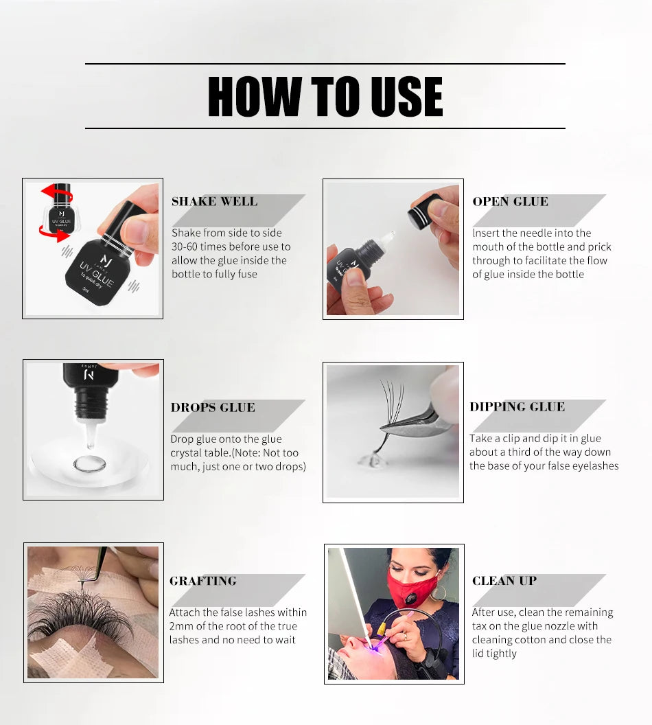 JOMAY 5ML UV Lash Glue For Eyelash Extension Adhesive Waterproof Long Lasting 1S Quick Drying Purple UV Lashes Glue Makeup