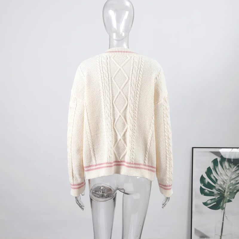 Elegant Star Print Knit Cardigan Women's Loose Long Sleeve Single Breasted Sweater 2025 Autumn Lady Fashion Soft Cozy Cover Up