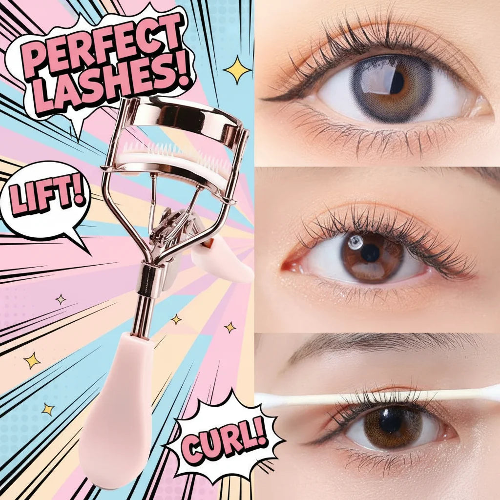 Curved Handle Eyelash Curler Tweezers Gentle on Lashes Long-Lasting Curling Cosmetic Tool for Eye Makeup