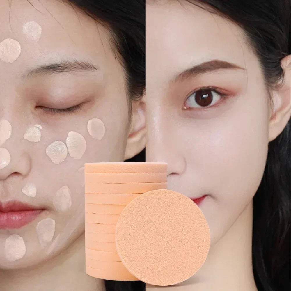12-120Pcs Round Shape Sponge Powder Puff Wet Dry Dual Use Skin Color BB Cream Foundation Cosmetics Puff Face Beauty Makeup Tools
