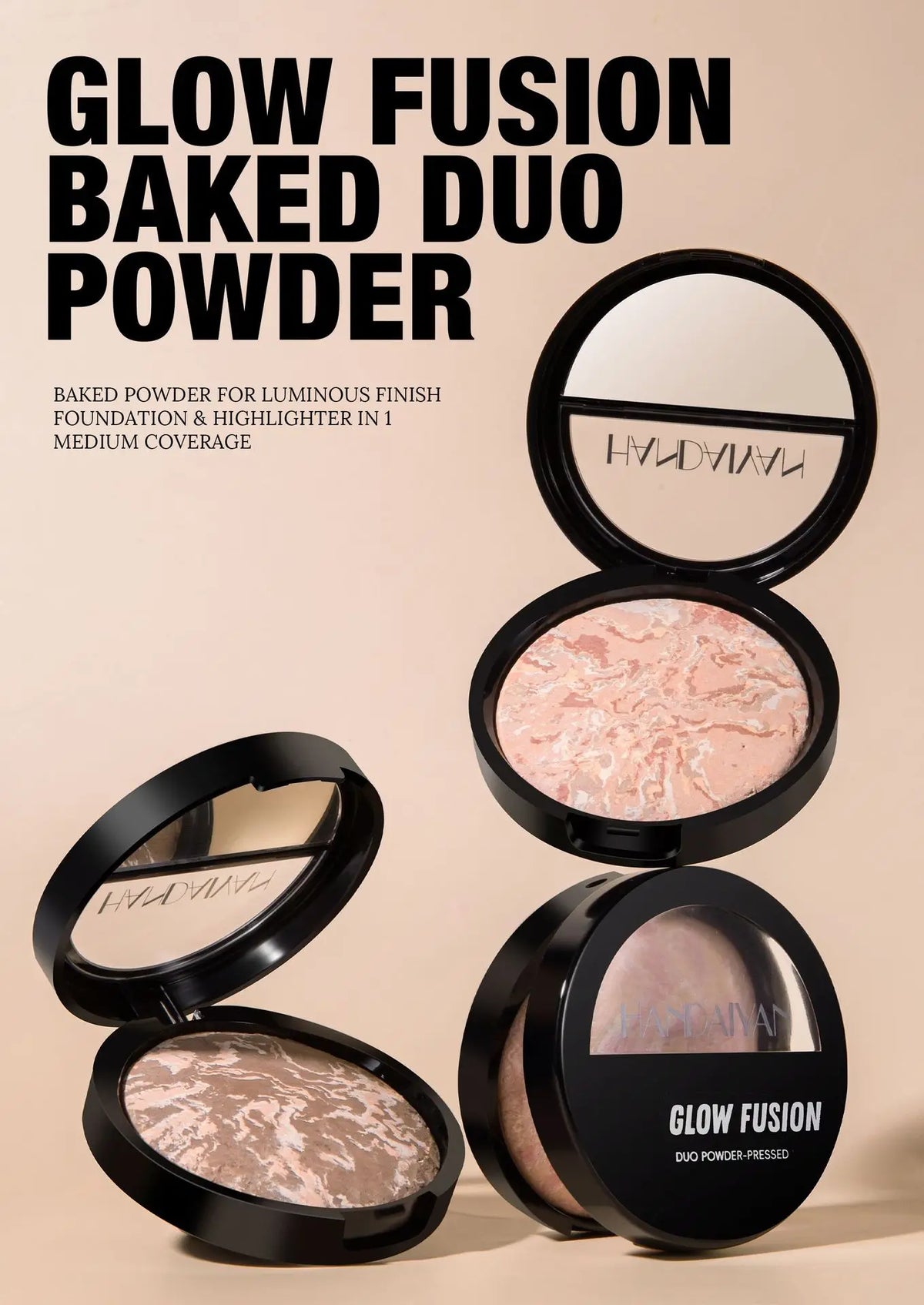 7 Colors Baked Duo Matte Finishing Powder Foundation Compact Waterproof Long Lasting Full Coverage Makeup Base Smooth Skin