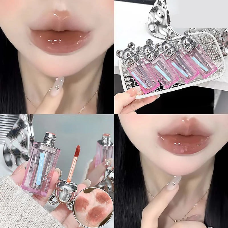 Bear Shuiguang lipstick, Korean show young, mirror Shuiguang glass lip, autumn and winter lipstick, makeup does not fade
