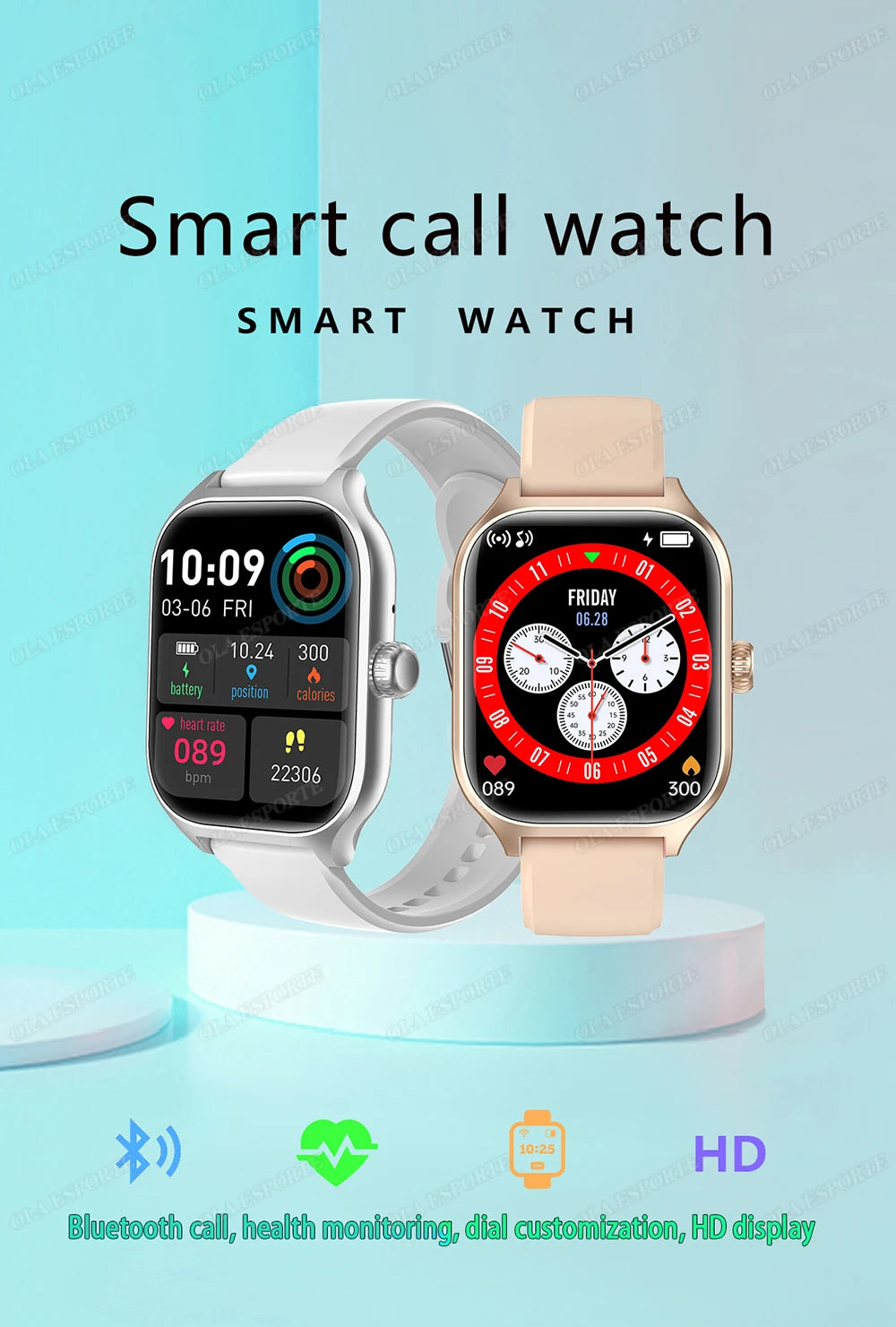 Smart Watch Men 2.01 Inch AMOLED Screen Waterproof Multiple Sport Mode Fitness HD Bluetooth Calls Smartwatch Men Women Bracelet