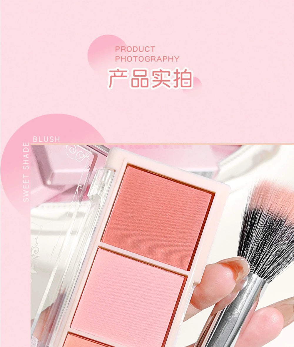 HISYI three-color blush matte natural nude makeup brightens the appearance and brightens the color. Three-color blush plate