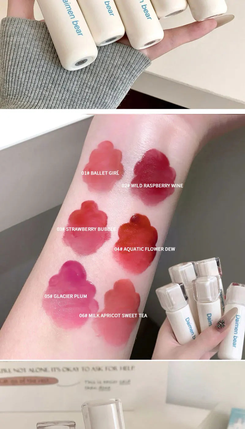DaiMenBear Blue Oxygen Mirror Lip Gloss pseudo-natural Whitening for autumn and winter girls