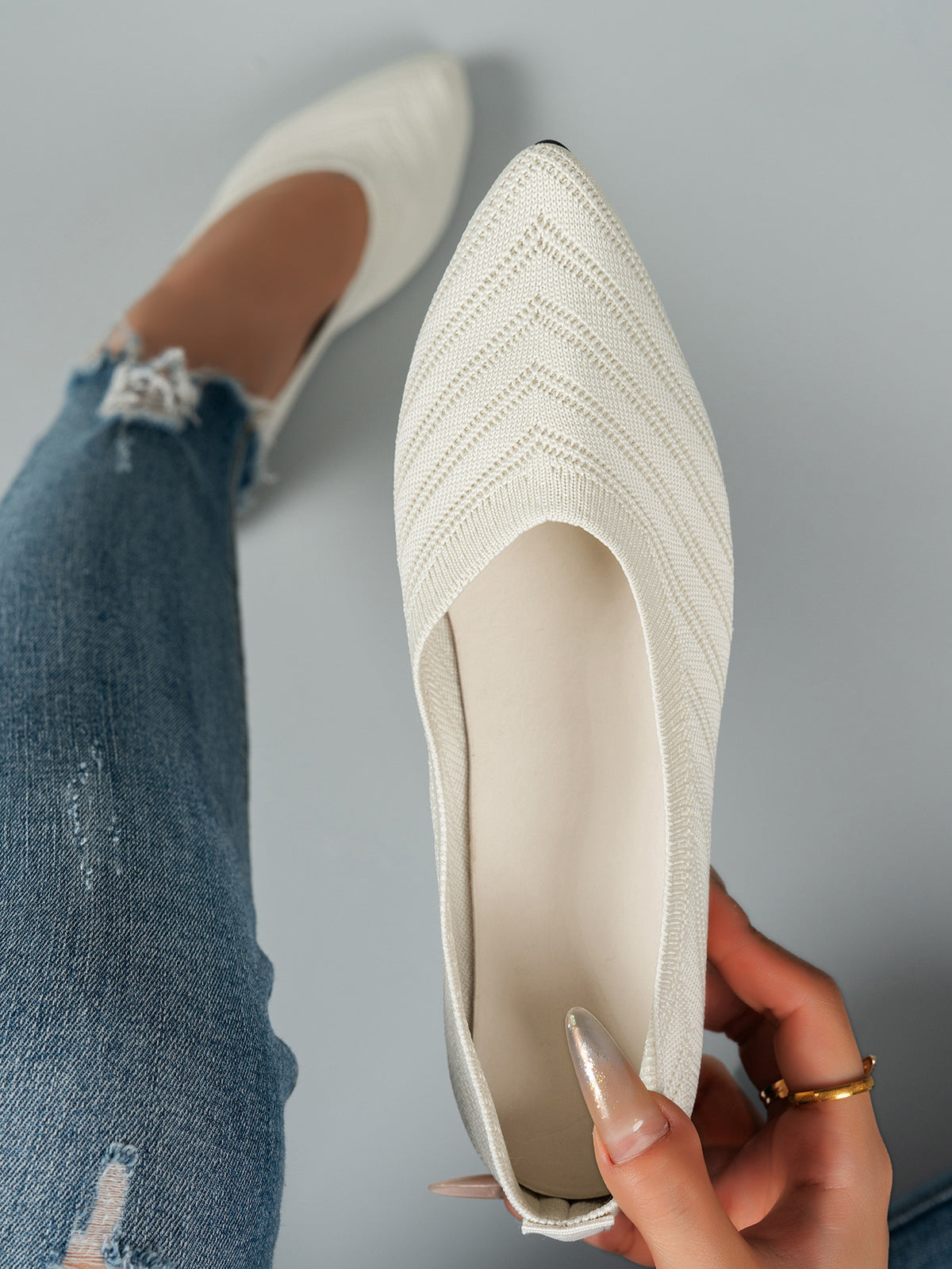 Pointed Toe Low-cut Women's Breathable Flat Shoes